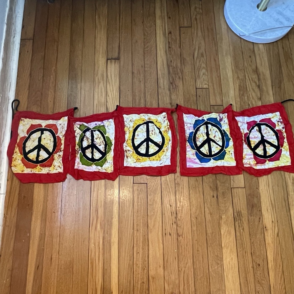 Novica Peace Sign Hanging Banner Decor Explore Empower Impact Rayon 94" Long - Picture 3 of 7